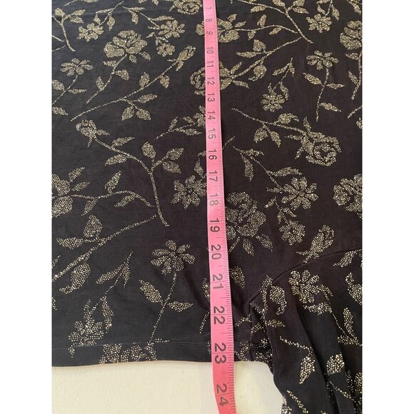 Vtg Impressions Womens Slinky Floral Glitter Top Size L NYE Dark Fairy Indie 90s - Picture 6 of 15